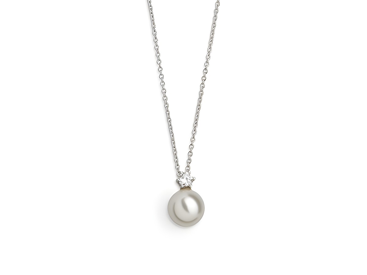 Xenox Sterling Silber Kette XS5260 mit feiner Ankerkette von 40-45 cm Länge, verziert mit einer eleganten Perle und einem zarten Anhänger. Perfekt für jeden Anlass.