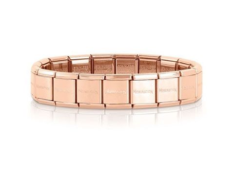 403200113-0 Roségoldenes Nomination BIG Armband mit 18 Elementen, elegantes Design mit glänzenden und matten Oberflächen, perfekt für stilvolle Akzente im Alltag.