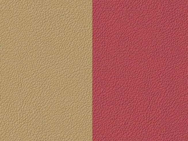 Ein Lederarmreif in Sand Beige und Pink Rot, die Oberfläche zeigt eine leichte Struktur und harmonische Farbkombination, geeignet für die Einlage von Les Georgettes.