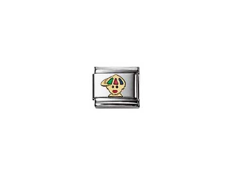 Bunte emaillierte Charms mit einem fröhlichen Jungen-Motiv, hergestellt von Nomination, Modell Classic FUN emailliert Junge 030209 36, ideal für individuelle Armreifen.