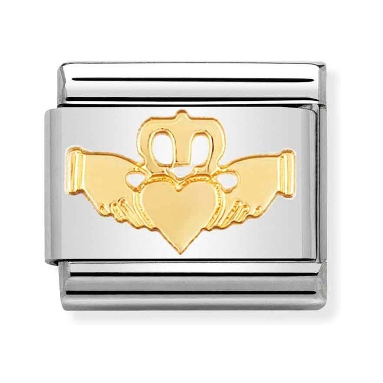 Nomination Composable Classic Charm Claddagh - Edelstahl, Gelbgold