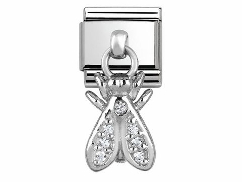 Classic Charms Fliege aus Silber mit Zirkonia, glänzende Details und filigranes Design, hübsches Schmuckstück von Nomination ideal für persönliche Armbänder.