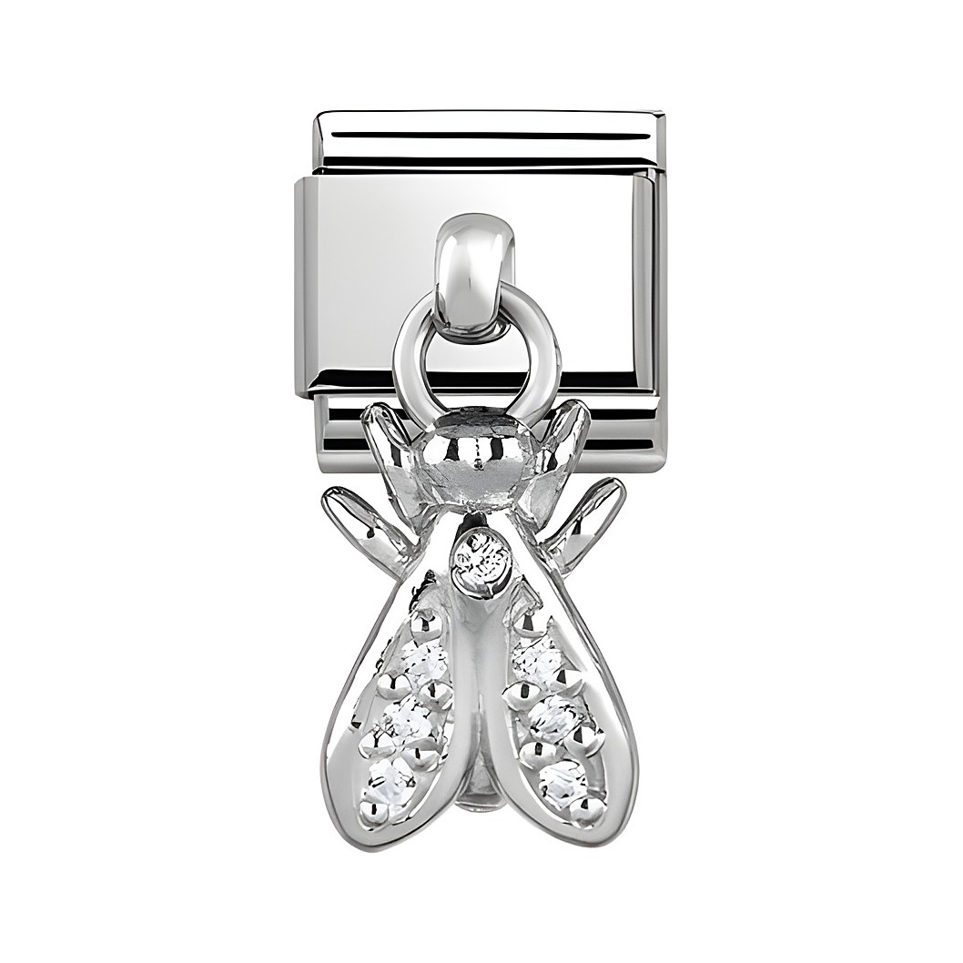 Classic Charms Fliege aus Silber mit Zirkonia, glänzende Details und filigranes Design, hübsches Schmuckstück von Nomination ideal für persönliche Armbänder.