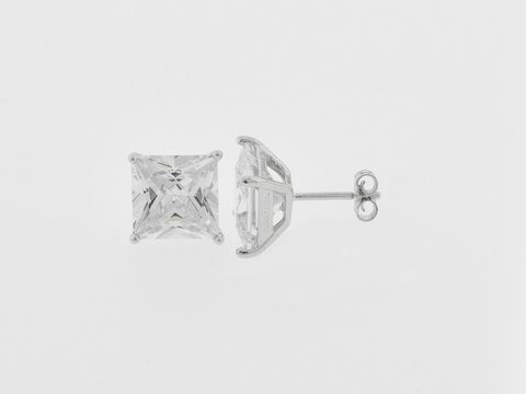 Silber Ohrringe in Quadratform mit einer Größe von 6 mm und Zirkonia als Stecker, Hersteller Juwelier Harnisch, edles Design für jeden Anlass.