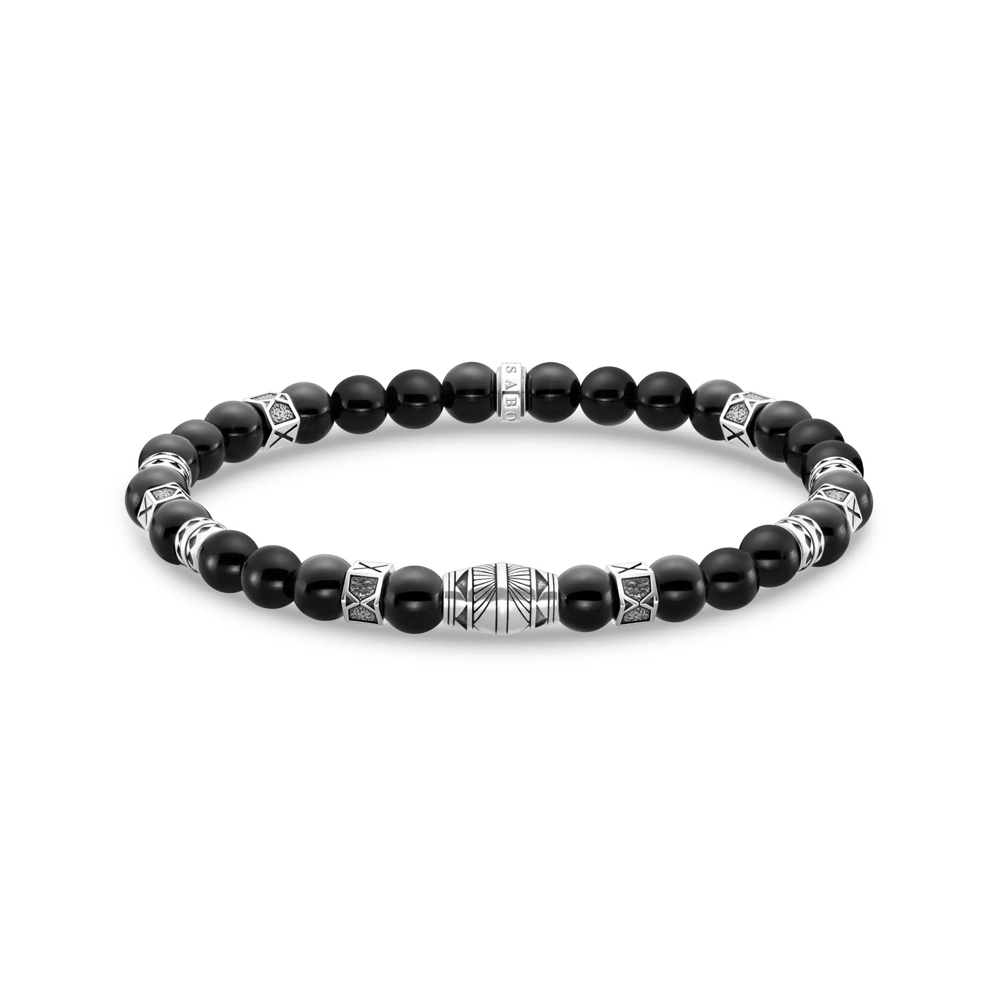 Thomas Sabo Armband - Silber geschw. + Achat - schwarz - 15,50 cm - 15,5 cm