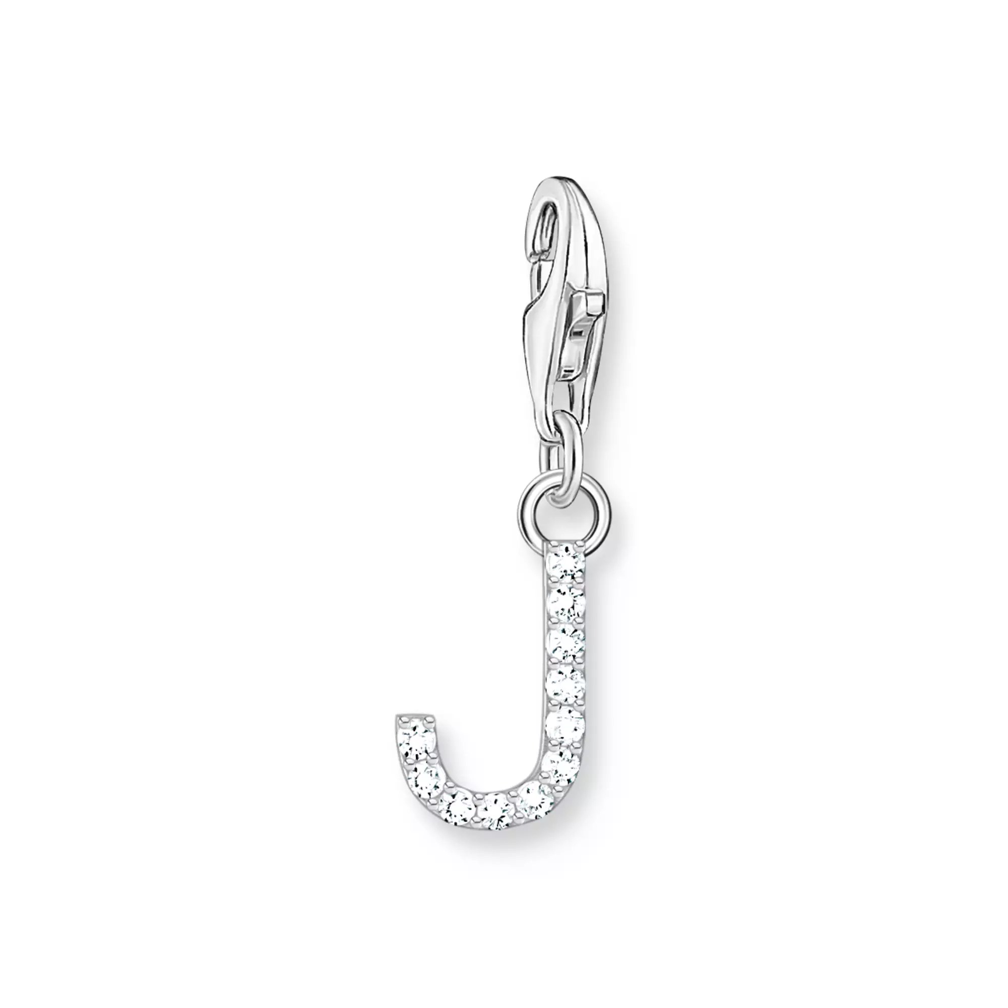 Thomas Sabo Charm-Anhänger - funkelnder Buchstabe J - Silber & Zirkonia - Weiß