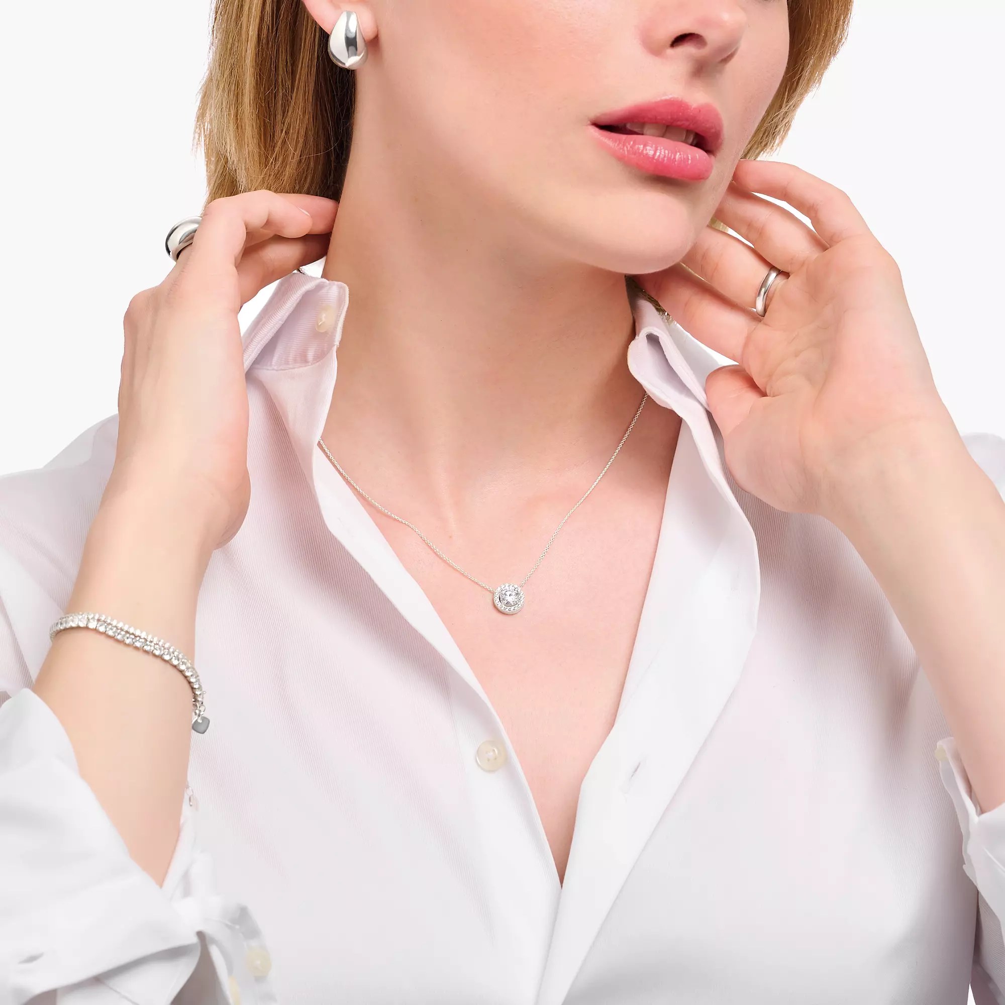 Thomas Sabo Herz SPARKLING WHITE Kette - Weiß - Silber + Zirkonia - 40-45 cm – Ansicht 2
