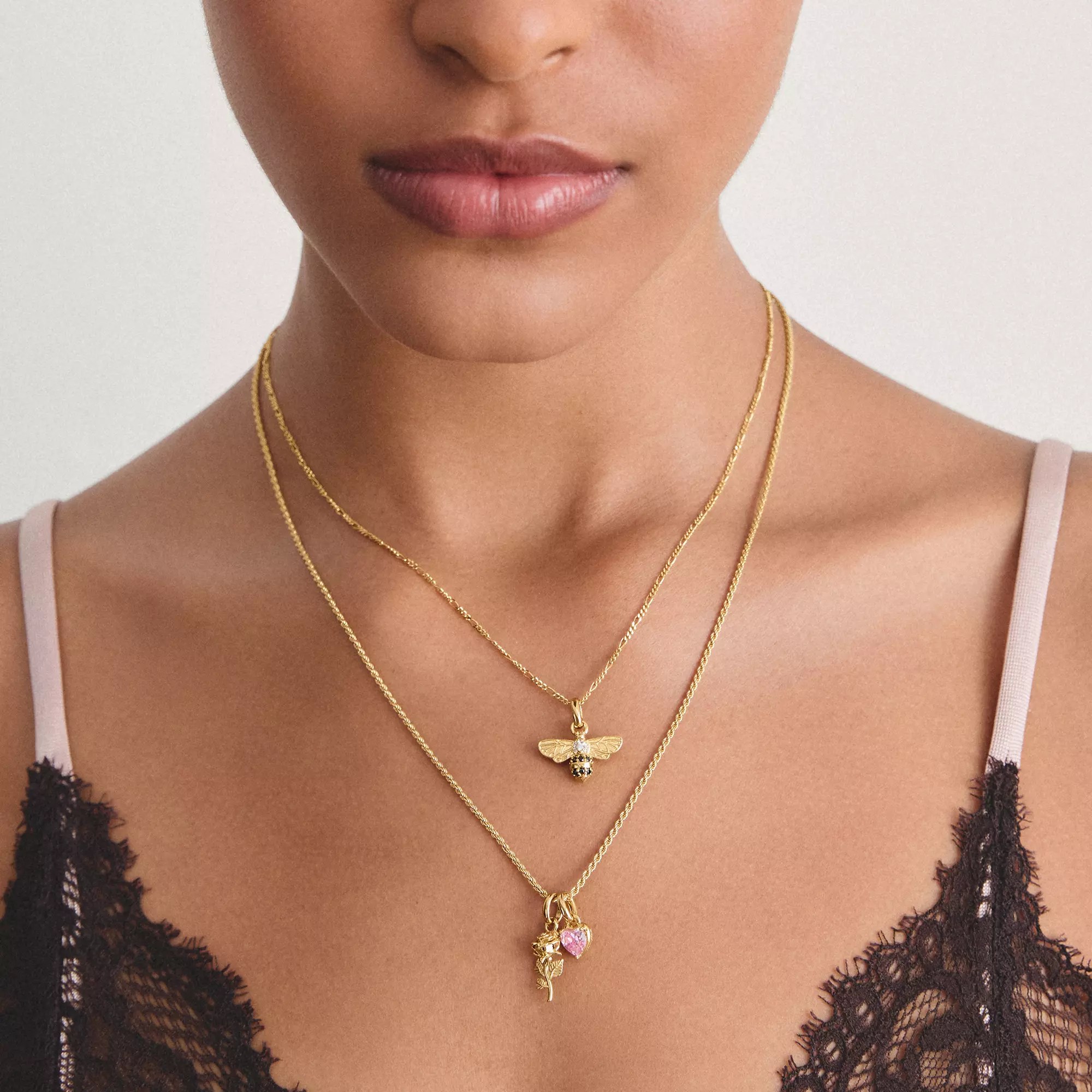 Thomas Sabo Connect - Charm Geburtsstein Januar - 18k Gelbgold Vergoldung - Zirkonia pink - Charm mit Öse – Ansicht 3