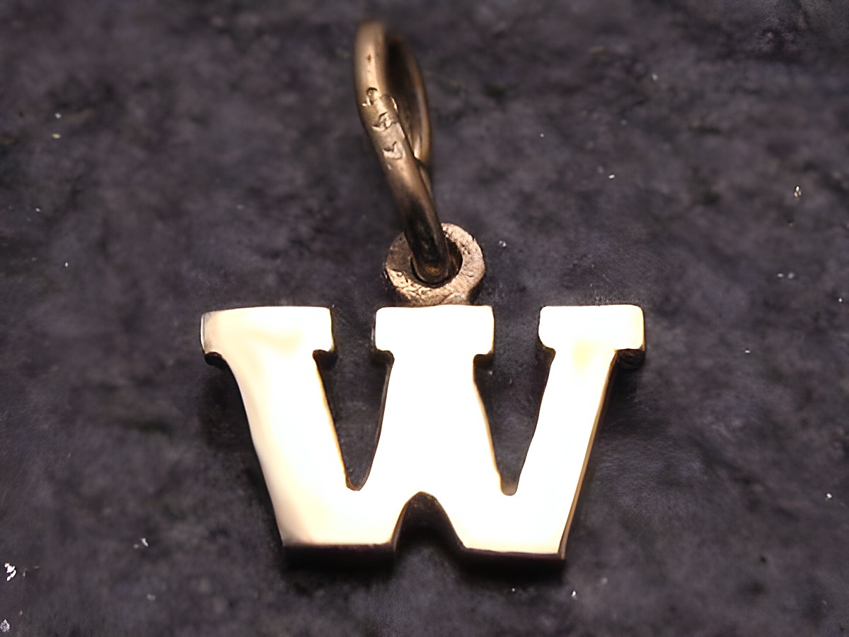 Gold Anhänger mit dem Buchstaben W, in 333er Gold, hergestellt von Juwelier Harnisch, elegant und schlicht designed, ideal als persönliches Geschenk oder Schmuckstück.