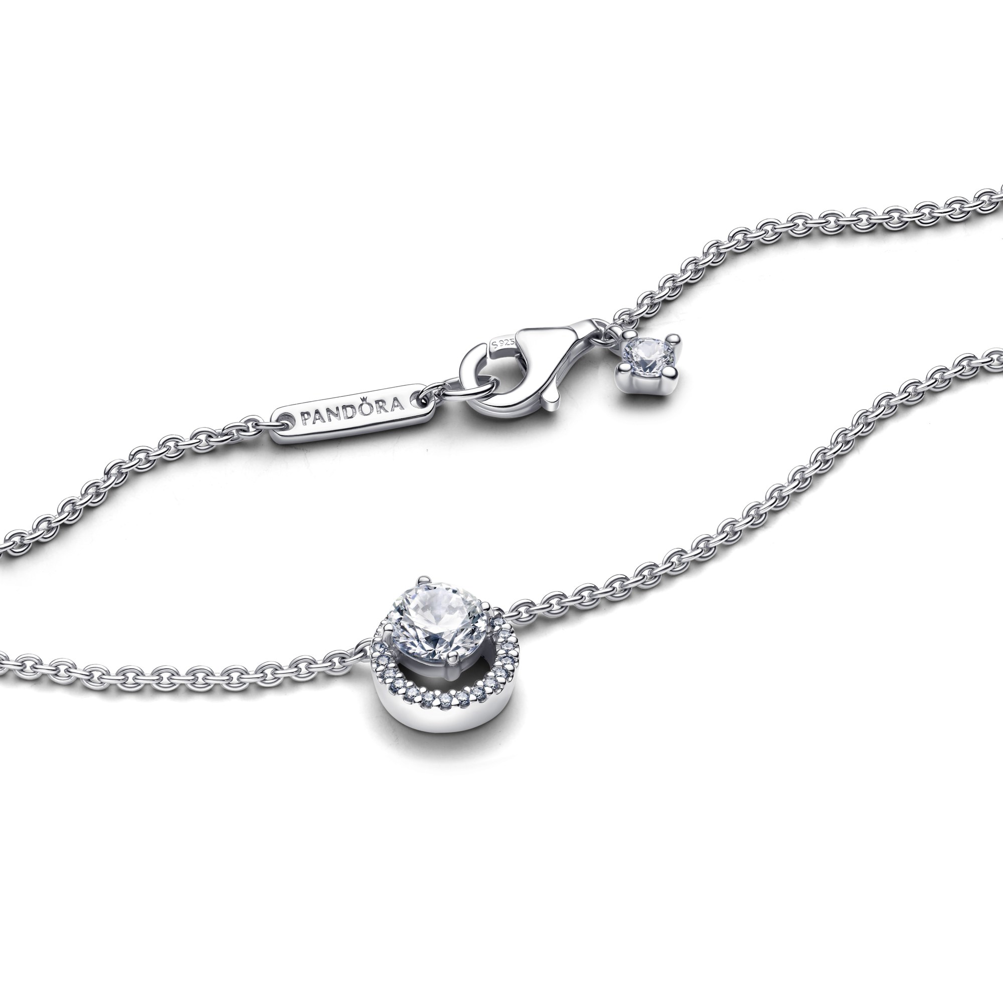 Pandora Funkelnder Runder Strahlenkranz Collier-Halskette - Silber - Zirkonia klar - 45 cm – Ansicht 5