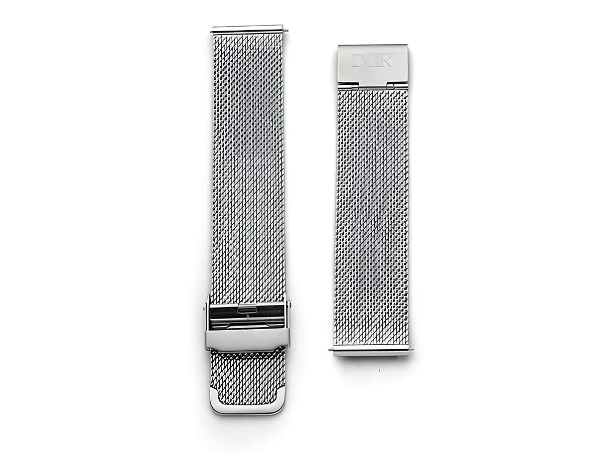DUR Meshband Edelstahl DWB006 in 20 mm Breite, hochwertiges Uhren Ersatzarmband in Silber, zeitloses Design mit feinmaschigem Gewebe und Sicherheitsverschluss. Ideal für verschiedene Uhrmodelle.