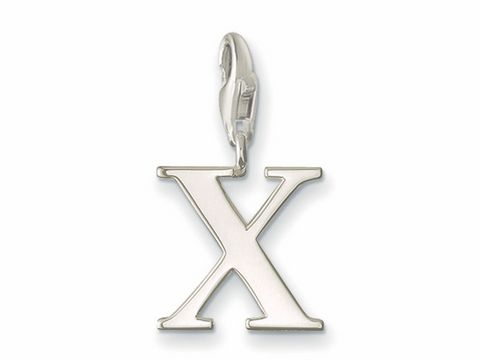 Silberner Thomas Sabo X Buchstaben Charms Anhänger 0198-001-12 mit Karabinerhaken, elegantes Design für individuelle Schmuckstücke, ideal zum Kombinieren und Personalisieren.