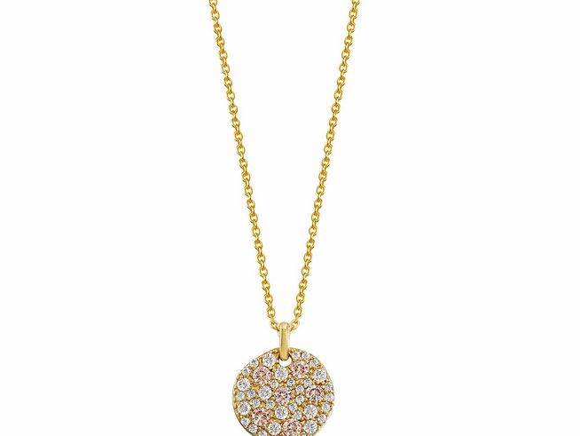 Sterling Silber Kette XS6093G von Xenox mit CLASSIC CIRCLE Anhänger in Gelbgold Vergoldung, verziert mit funkelnden Zirkonia-Steinen, verstellbar von 40 bis 45 cm.