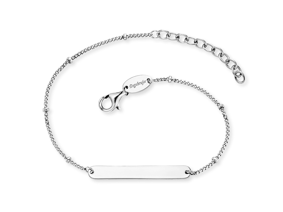 Edles Engelsrufer Armband aus Silber mit ID-Platte, verstellbar von 17 bis 20 cm, feines Gliederdesign und Karabinerverschluss, passend für jeden Anlass, Neuheit des Herstellers Engelsrufer.