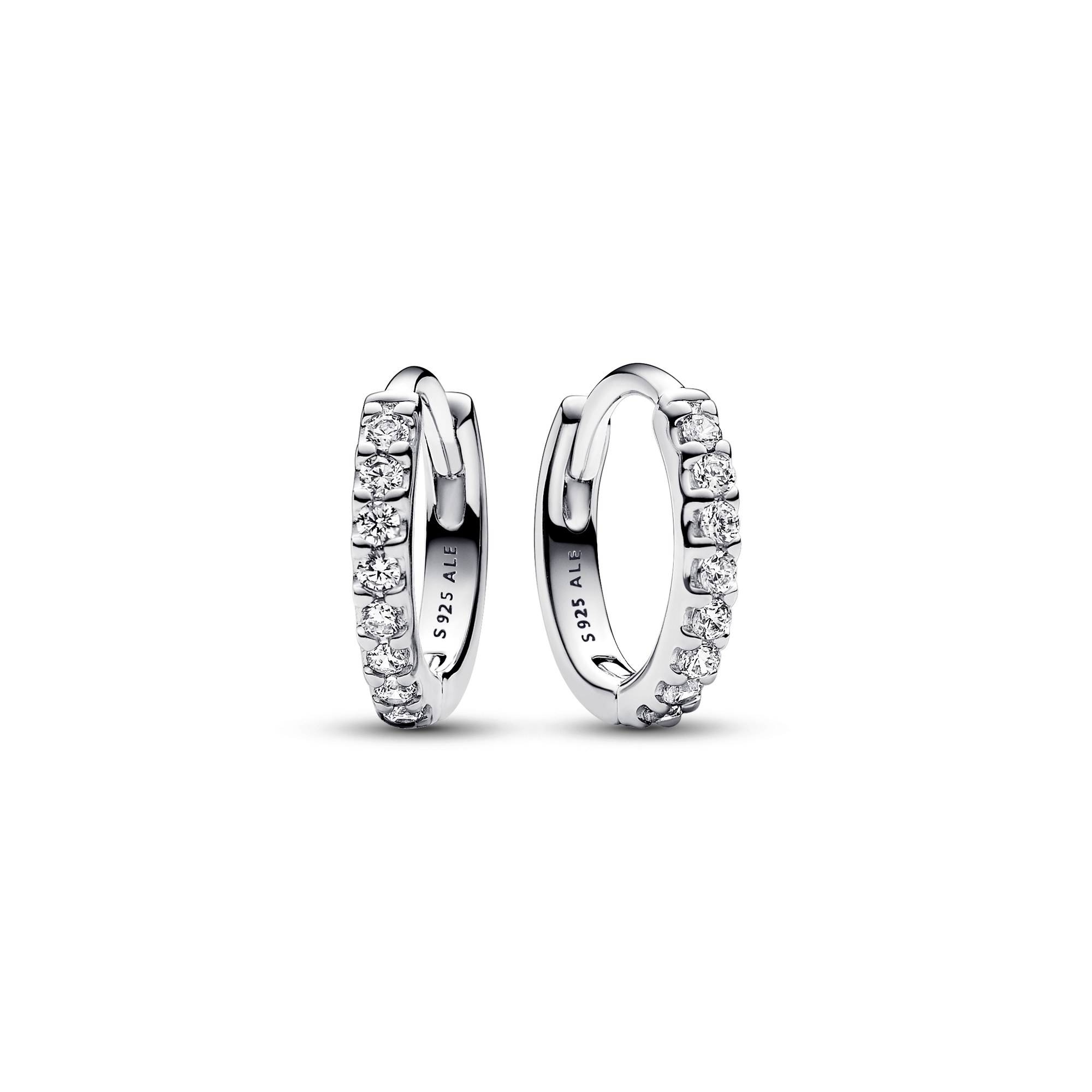 Pandora Funkelnde Huggie Ohrringe - 1 cm - Sterling Silber - Zirkonia