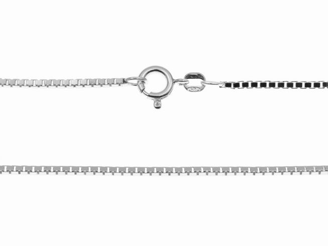 Silberkette Venezia 1,4 mm aus Sterling Silber in 42 cm Länge, hergestellt von Juwelier Harnisch, mit einem sicheren Karabinerverschluss und bis zu 1,9 mm dick.