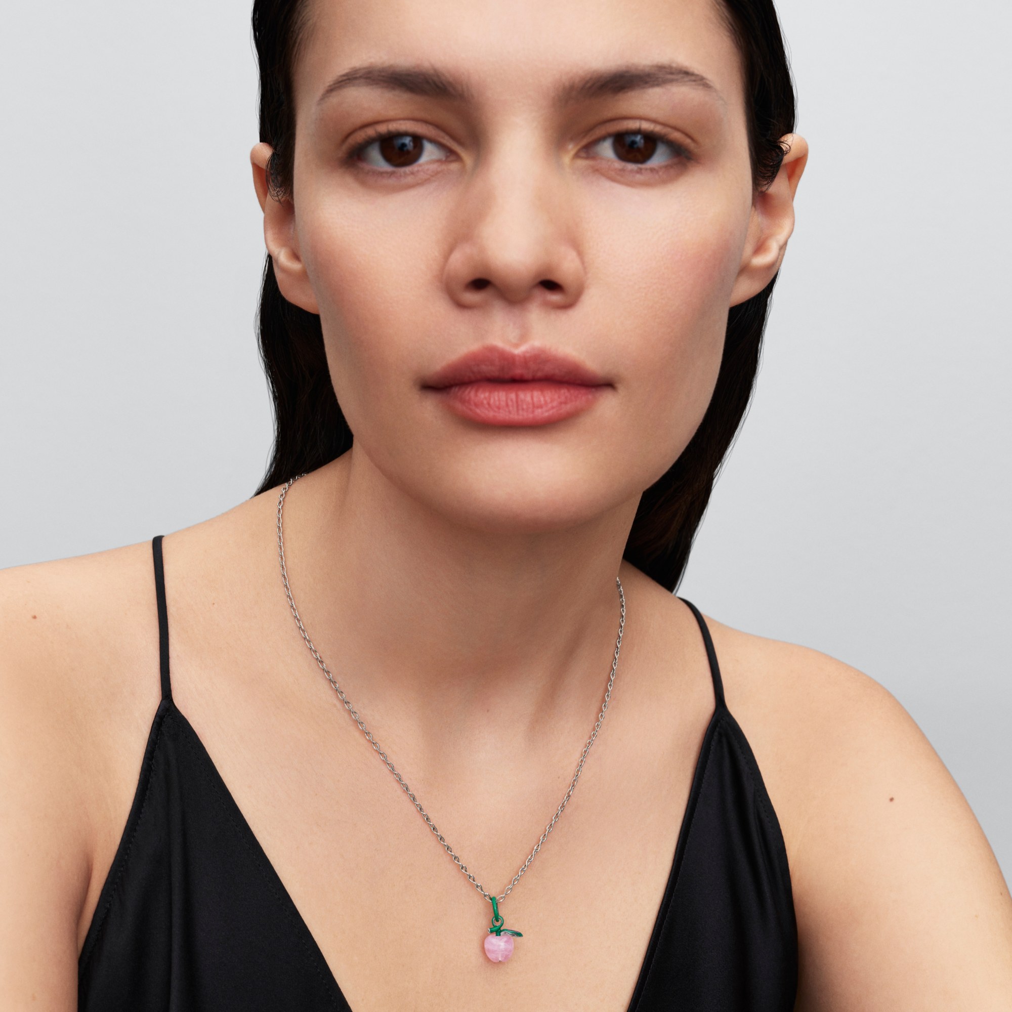 Pandora Rosafarbener Apfel Murano-Charm - Sterling Silber - Murano Glas + Emaille + Zirkonia Pink – Ansicht 4