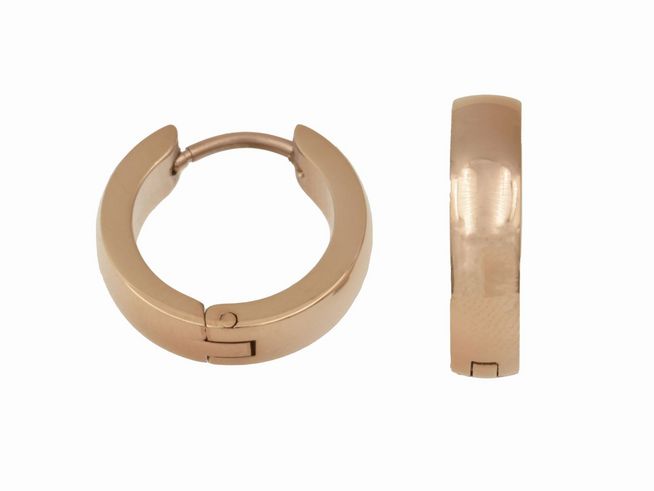 Edelstahl Creolen 1,6 cm PVD-Roségold poliert von Juwelier Harnisch, elegant und modern, zeigen einen geschlossenen, runden Designstil und glänzende Oberfläche, ideal für modische Akzente.