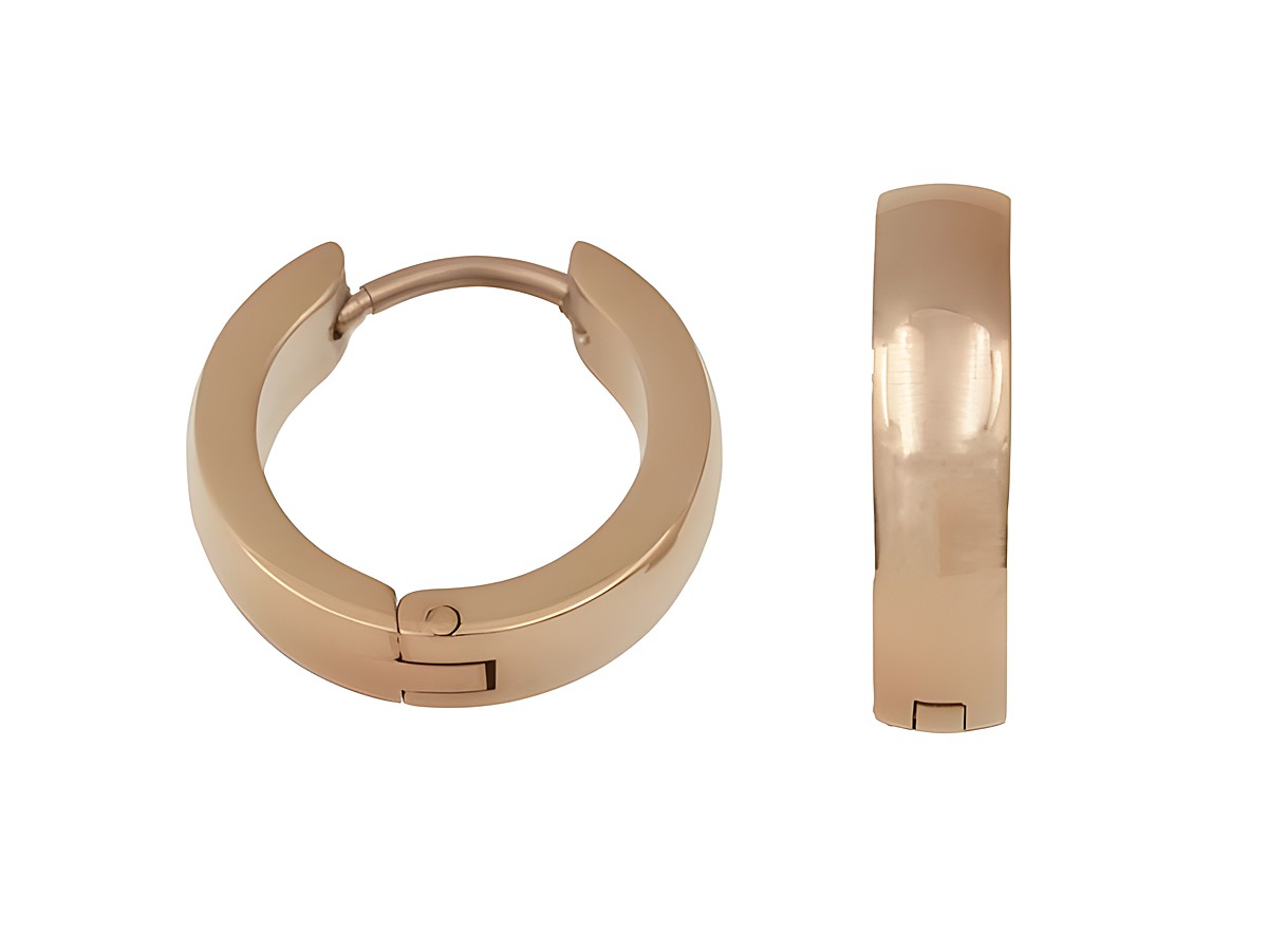 Edelstahl Creolen 1,6 cm PVD-Roségold poliert von Juwelier Harnisch, elegant und modern, zeigen einen geschlossenen, runden Designstil und glänzende Oberfläche, ideal für modische Akzente.