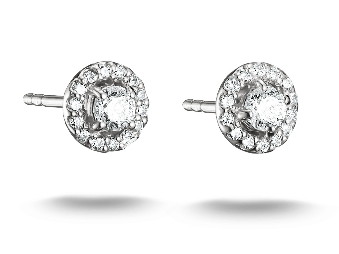 Schlichte Thomas Sabo Ohrstecker aus Silber mit weißem Zirkonia im Brillantschliff, umgeben von einem Ring aus kleinen Zirkonia, strahlendes Design für einen eleganten Look.