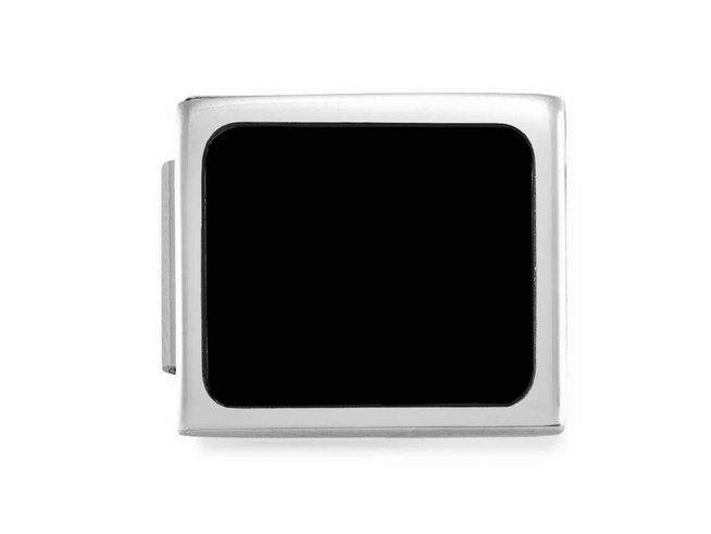 Charm aus Edelstahl mit schwarzem Onyx in viereckiger Form, hergestellt von Nomination, Modell Classic GLAM, ideal für individuelle Schmuckstücke.