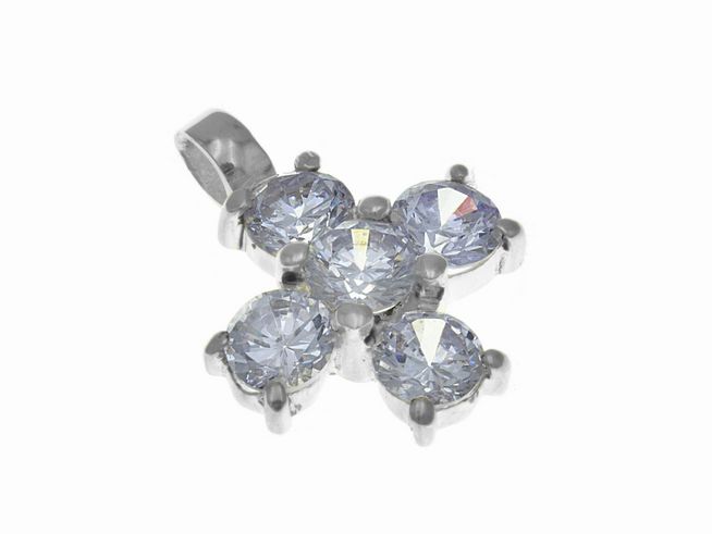 Anhänger Kreuz aus sterling Silber mit funkelnden Zirkonia, poliert, Hersteller Juwelier Harnisch, mit Stein.