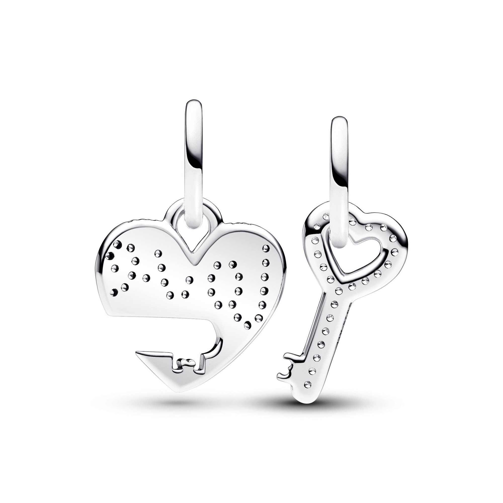 Pandora Teilbarer Herz & Schlüssel Charm-Anhänger - Sterling Silber - Zirkonia klar Ansicht 2 – Ansicht 2