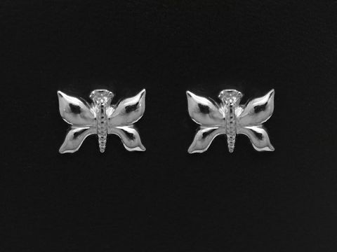 32400-0 Silber Ohrstecker rhodiniert in Schmetterlingsform, Hersteller Juwelier Harnisch, ohne Stein, glänzendes Finish, elegantes Design ideal für jeden Anlass.