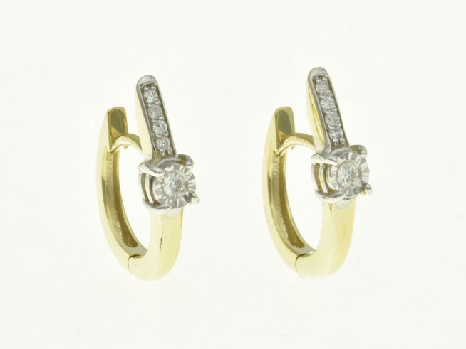 Designer Creolen aus Gelbgold und Weißgold Bicolor 750 rhodiniert mit Diamanten, Hersteller Juwelier Harnisch, Durchmesser bis 25 mm.