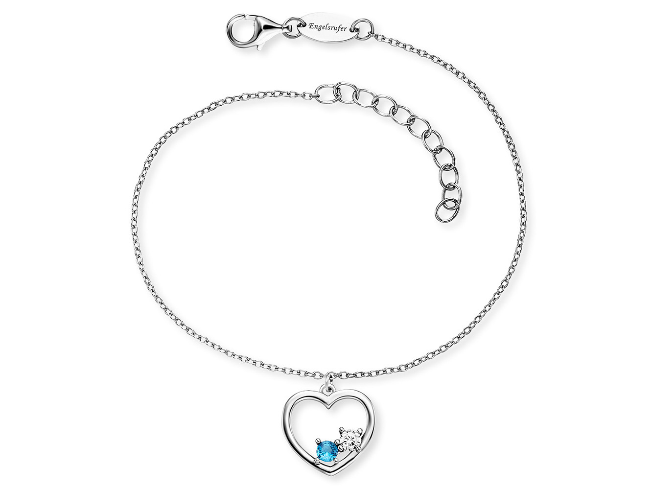 Silbernes Armband von Engelsrufer mit Yin Yang Herz und Zirkonia-Steinen, verstellbare Länge von 17 bis 20 cm, elegantes Design für besondere Anlässe und tägliches Tragen.