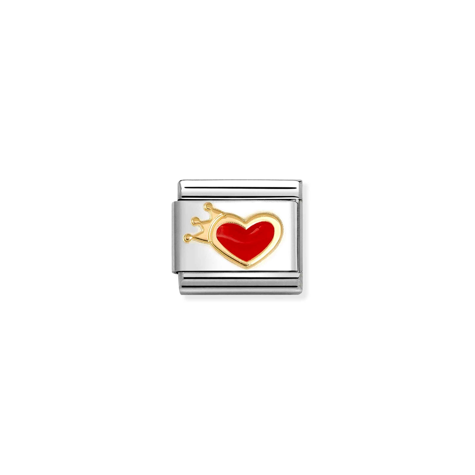 Nomination Composable Classic Charm Herz mit Krone rot - Edelstahl, Gelbgold, Emaille