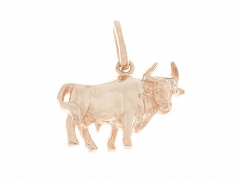 Stier Sternzeichen Anhänger aus 925 Sterling Silber rosé vergoldet und poliert, Hersteller Juwelier Harnisch, stilvolles Design für astrologische Liebhaber.