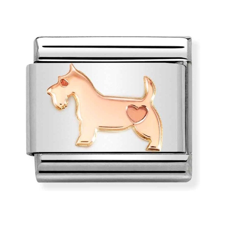 Nomination Composable Classic Charm Hund mit Herz - Edelstahl, Gold 375 Roségold