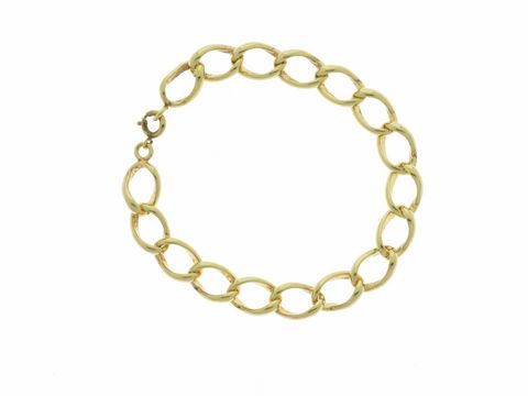 Doublé Armband aus Panzerkette, vergoldet, 20 cm lang, mit einer Breite von 9,3 x 4,5 mm, Hersteller Juwelier Harnisch, perfekt für elegante Outfits.