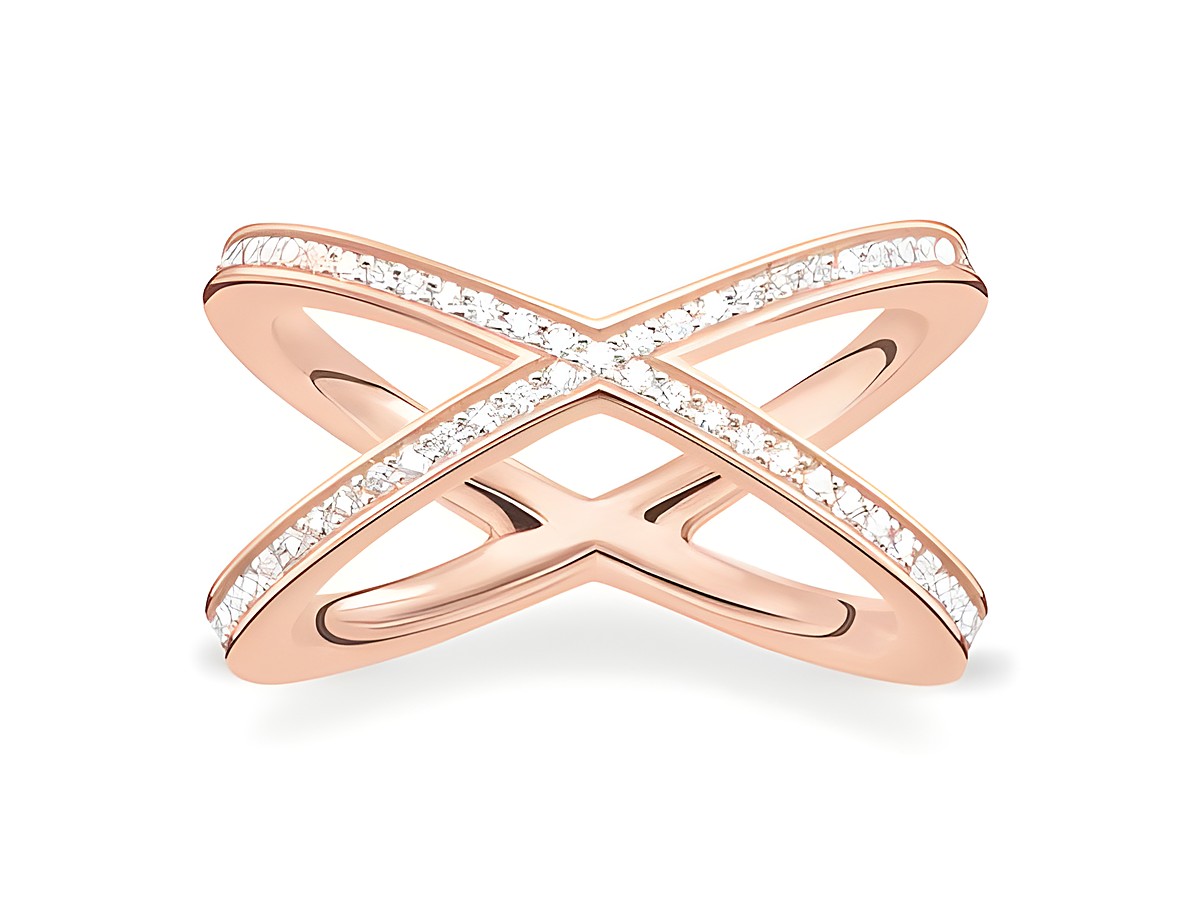 Thomas Sabo Ring TR2138-416-14-56 aus Silber rosé in Größe 56 mit funkelnden Zirkonia, ein elegantes und modernes Design in schlichter Form.