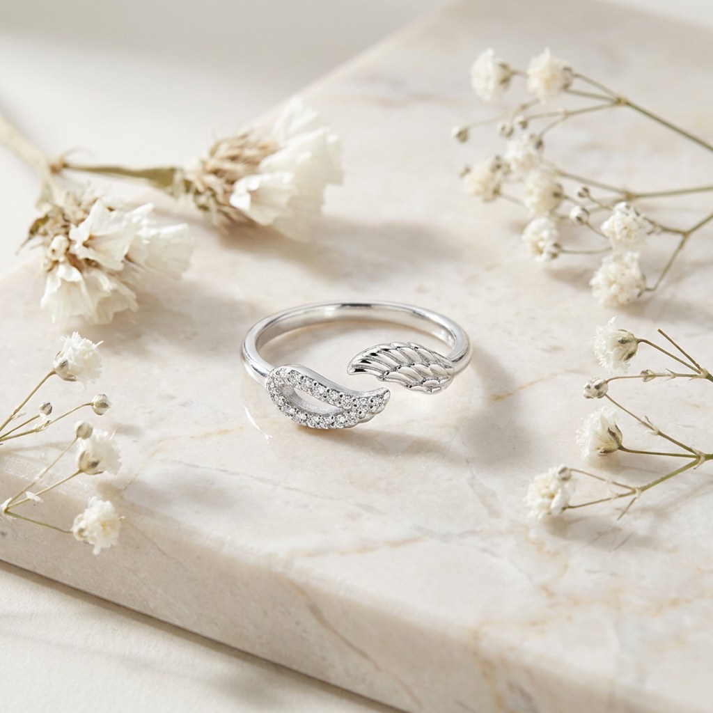 Engelsrufer TWINWING Ring Doppel-Flügel mit Zirkonia - Silber rhodiniert – Ansicht 4