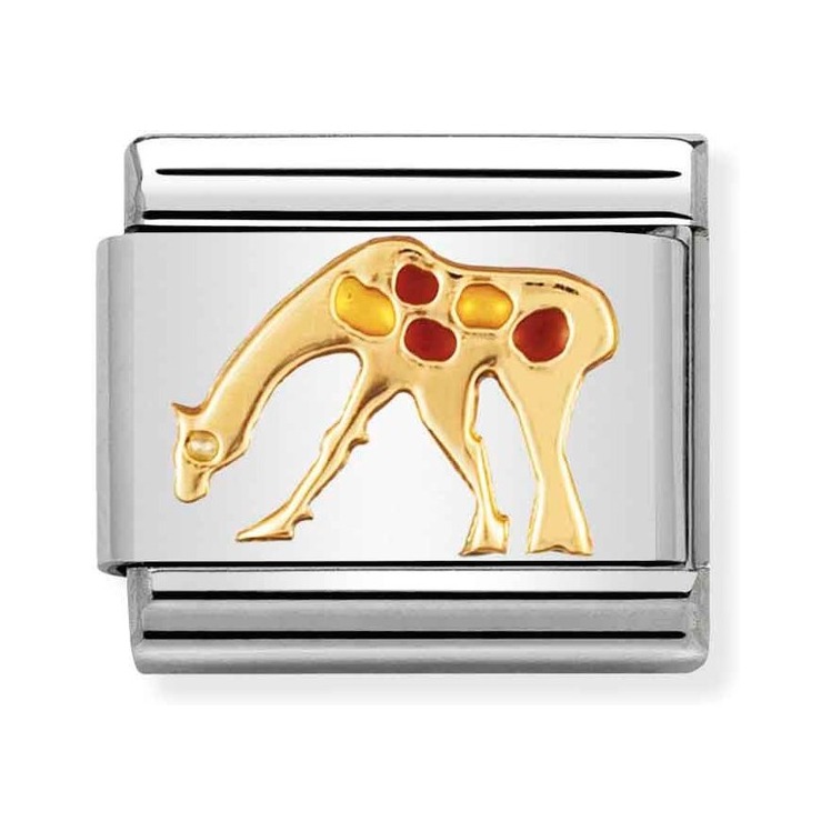 Nomination Composable Classic Charm Giraffe - Edelstahl, Gold 750 Gelbgold, Emaille
