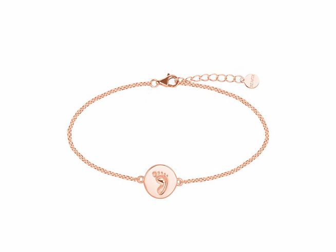Xenox Sterling Silber Armband XS3489R in roségold vergoldeter Ankerkette mit Fußmotiv und einem Durchmesser von 18,5 cm, ideal für modische Akzente.