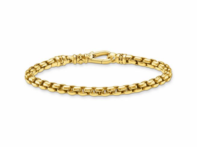 Silber vergoldetes Armband von Thomas Sabo, Modell A2005-413-39-L18, mit feiner glanzvoller Kette und praktischem Karabinerverschluss, Länge 18 cm. Ideal für eleganten Schmuck.