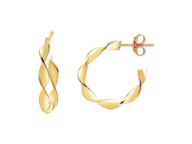 Xenox Sterling Silber Ohrringe XS2239G TWIST in Gelbgold Vergoldung zeigen ein elegantes, gewundenes Design, ideal für stilvollen Ohrschmuck.
