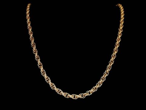 Lange Kette XXL vergoldet aus Kordel Kette mit einer Breite von 5,2 x 5,2 mm und einer Länge von 80 cm, Hersteller Juwelier Harnisch, hochwertig verarbeitet.