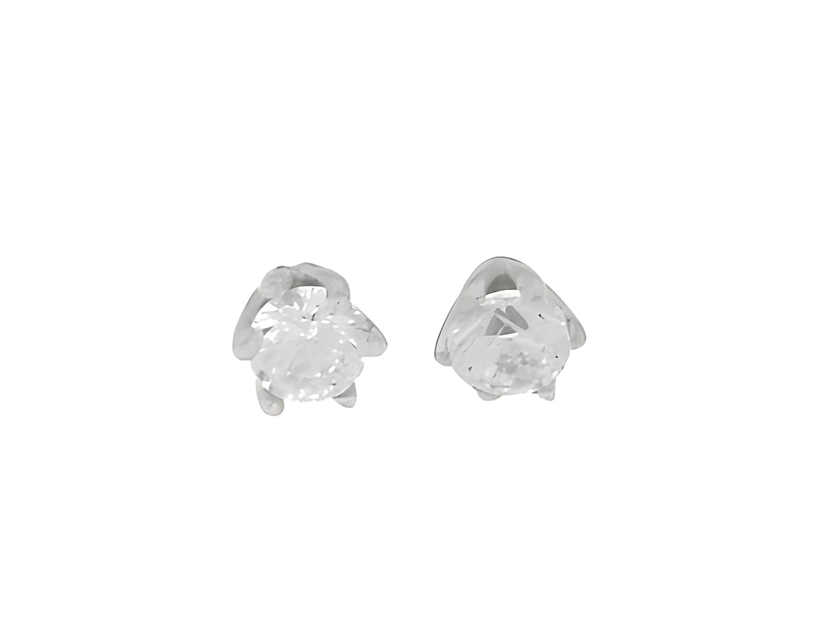 Silber Ohrringe - Rund - rhodiniert - Zirkonia klar - Krappenfassung 3,8 mm, Hersteller: Juwelier Harnisch, elegant und zeitlos für jeden Anlass.