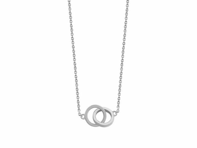 27001005-0 Xenox Sterling Silber Kette XS3620 mit Karreekette in 40-45 cm Länge, minimalistisches Design mit zwei ineinandergreifenden Ringen, elegant und zeitlos für jeden Anlass.