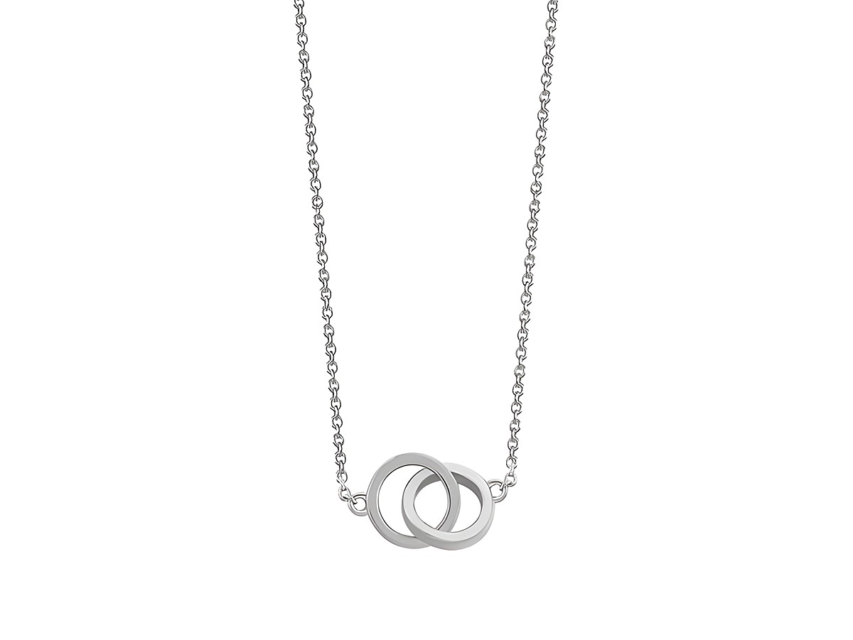 Xenox Sterling Silber Kette XS3620 mit Karreekette in 40-45 cm Länge, minimalistisches Design mit zwei ineinandergreifenden Ringen, elegant und zeitlos für jeden Anlass.