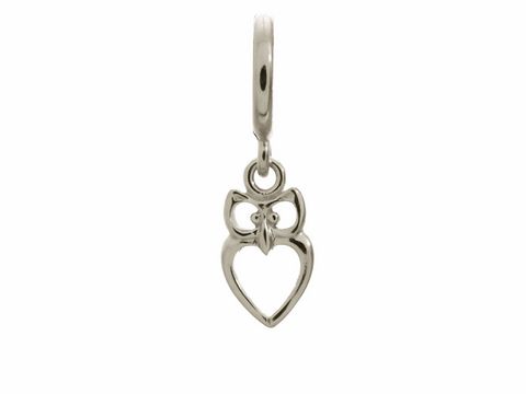 Silber Anhänger in Form einer Eule mit herzförmigem Innenraum, Endless 43253 Owl Drop, ideal für individuelle Schmuckstücke. Elegantes Design und vielseitig einsetzbar.