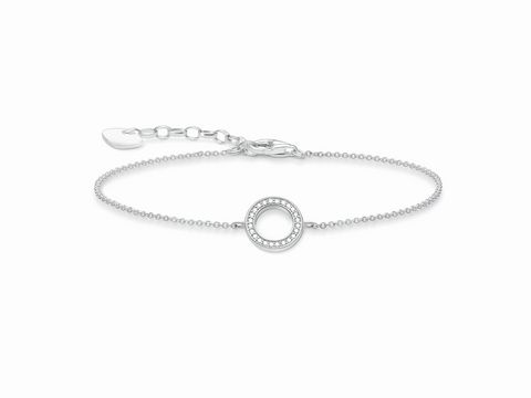Schmuckstück von Thomas Sabo, Armband A1652-051-14-L19v aus Silber mit Zirkonia, verziert mit einem runden Element und einstellbar von 16 bis 19 cm.