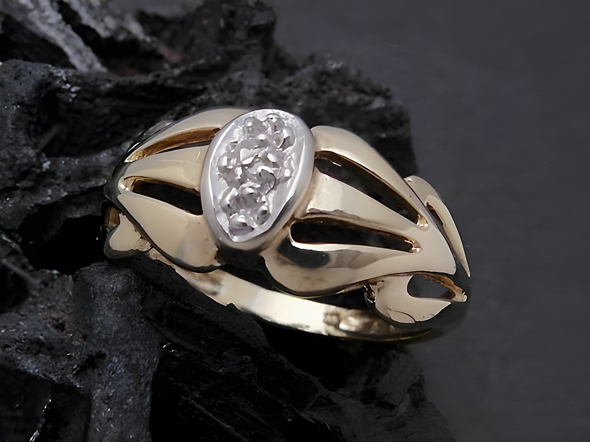 Gold Ring klassisch Gold 333 bicolor mit Diamant im eleganten Design. Der Goldring in Größe 57,5 von Juwelier Harnisch eignet sich bis Größe 58/18,5.