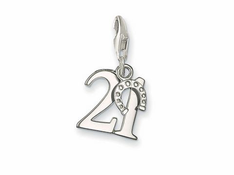Thomas Sabo Charms Anhänger Glückszahl 21 aus Silber mit einem Hufeisen und der Zahl 21, symbolisiert Glück und besondere Momente, ideal als Geschenk oder für die eigene Sammlung.