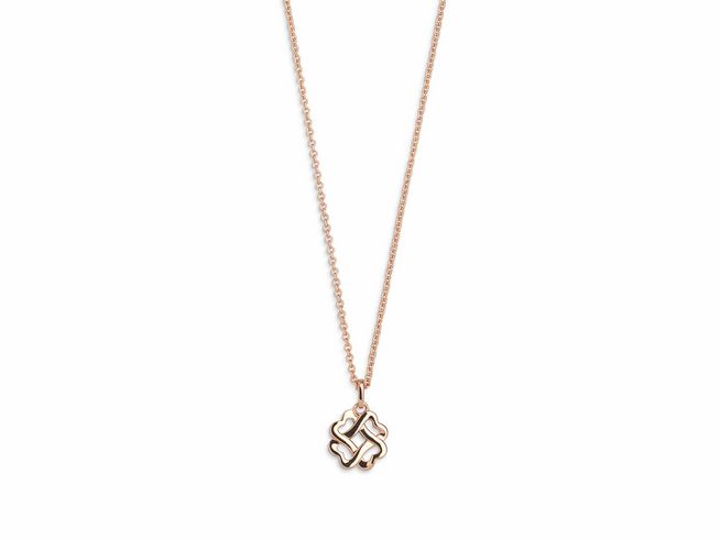Xenox Sterling Silber Kette XS2923R in Roségold vergoldet mit Ankerkette und einem Kleeblattanhänger, verstellbare Länge von 40 bis 45 cm, elegantes Schmuckstück für Glücksmomente.