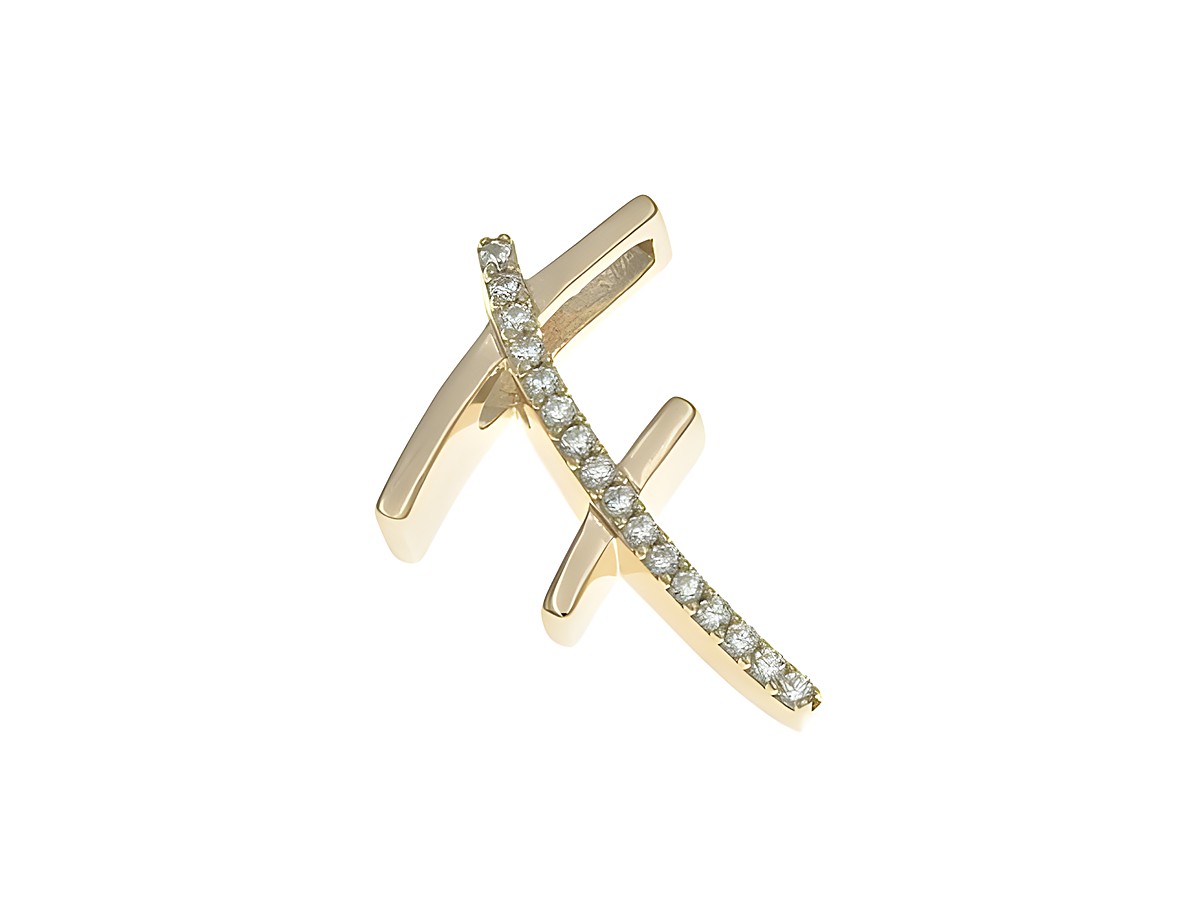 Anhänger aus poliertem Sterlingsilber in Roségold mit dem Buchstaben F und Zirkonia-Steinen, Hersteller Juwelier Harnisch. Ideal als persönliches Schmuckstück.